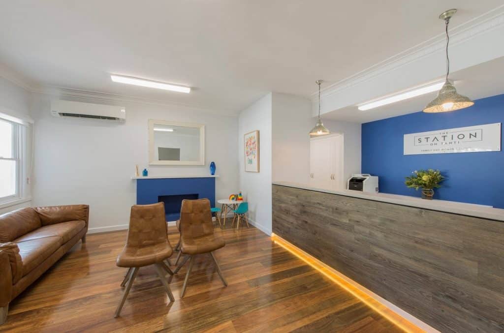 A well-designed medical centre waiting room and reception