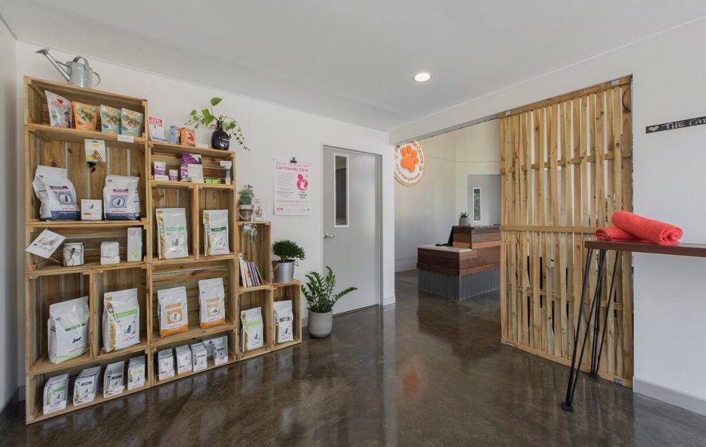 Sustainable vet practice fitout with plenty of natural elements in the clinic design