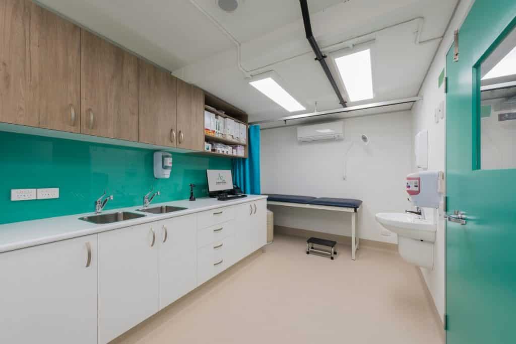 Medical clinic treatment room flooring